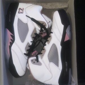 Nike White and Pink High-Top Sneakers